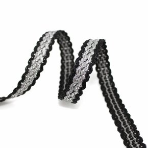 Fita Rígida Zig Zag Ruby 1,3cm Preto/Cinza Médio/Prata