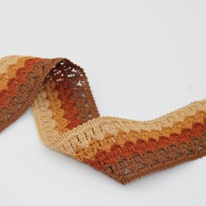 Entremeio Crochê Cissa 4,6cm Marrom/Conhaque/Laranja/Bege