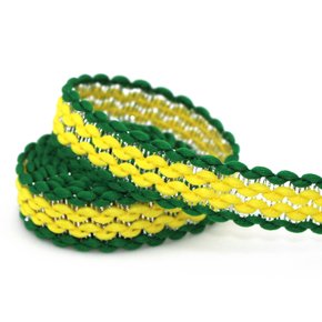 Fita Rígida Zig Zag Ruby 1,3cm Verde/Amarelo/Prata