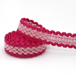 Fita Rígida Zig Zag Ruby 1,3cm Rosa/Pink/Prata
