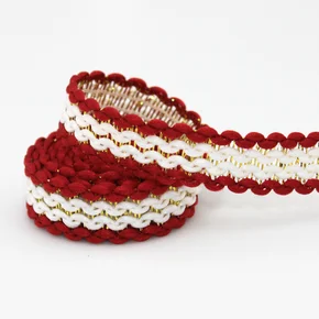 Fita Rígida Zig Zag Ruby 1,3cm Sem Beneficiamento/Vermelho/Ouro