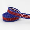 01 fita rigida zig zag ruby 1 3cm azul royal vermelho prata peca com 50m