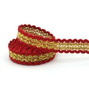 Fita Rígida Zig Zag Ruby 1,3cm Vermelho/Ouro