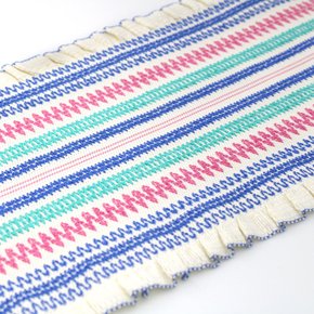 Elástico Zig Zag Babado Top 20,2cm Champagne/Azul/Rosa/Azul Piscina