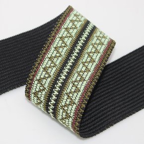 Elástico Zig Zag 5,5cm Preto/Verde/Marrom