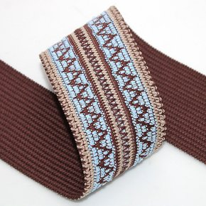 Elástico Zig Zag 5,5cm Marrom/Camurça Claro/Azul