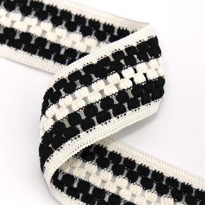 02 elastico croche listrado maria 5 2cm champagne preto peca com 25m